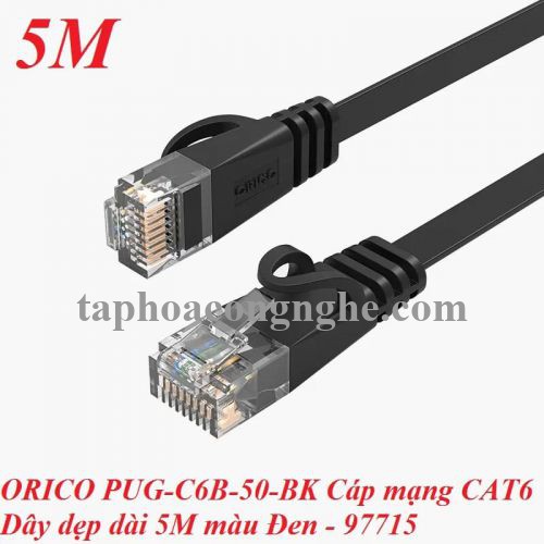 Orico 97715 PUG-C6B-50-BK CAT6 Dây dẹp dài 5M màu Đen Cáp mạng 30097715